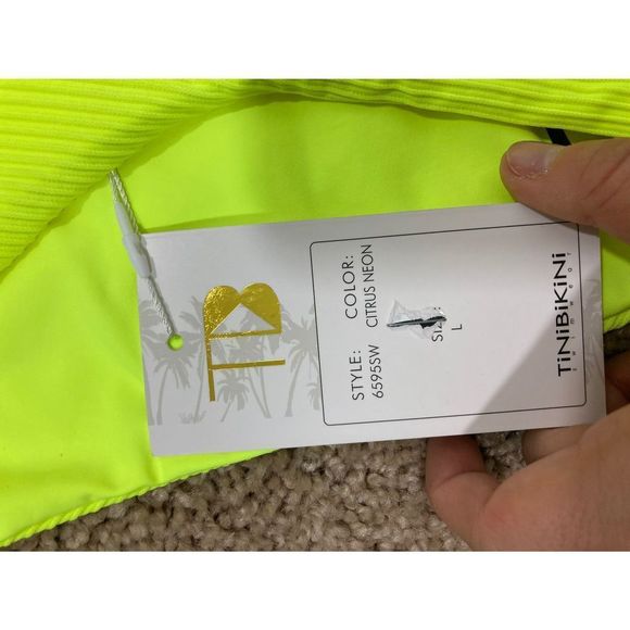 NWT TiniBikini Two Piece Neon Citrus Front Tie Bikini - Picture 6 of 10